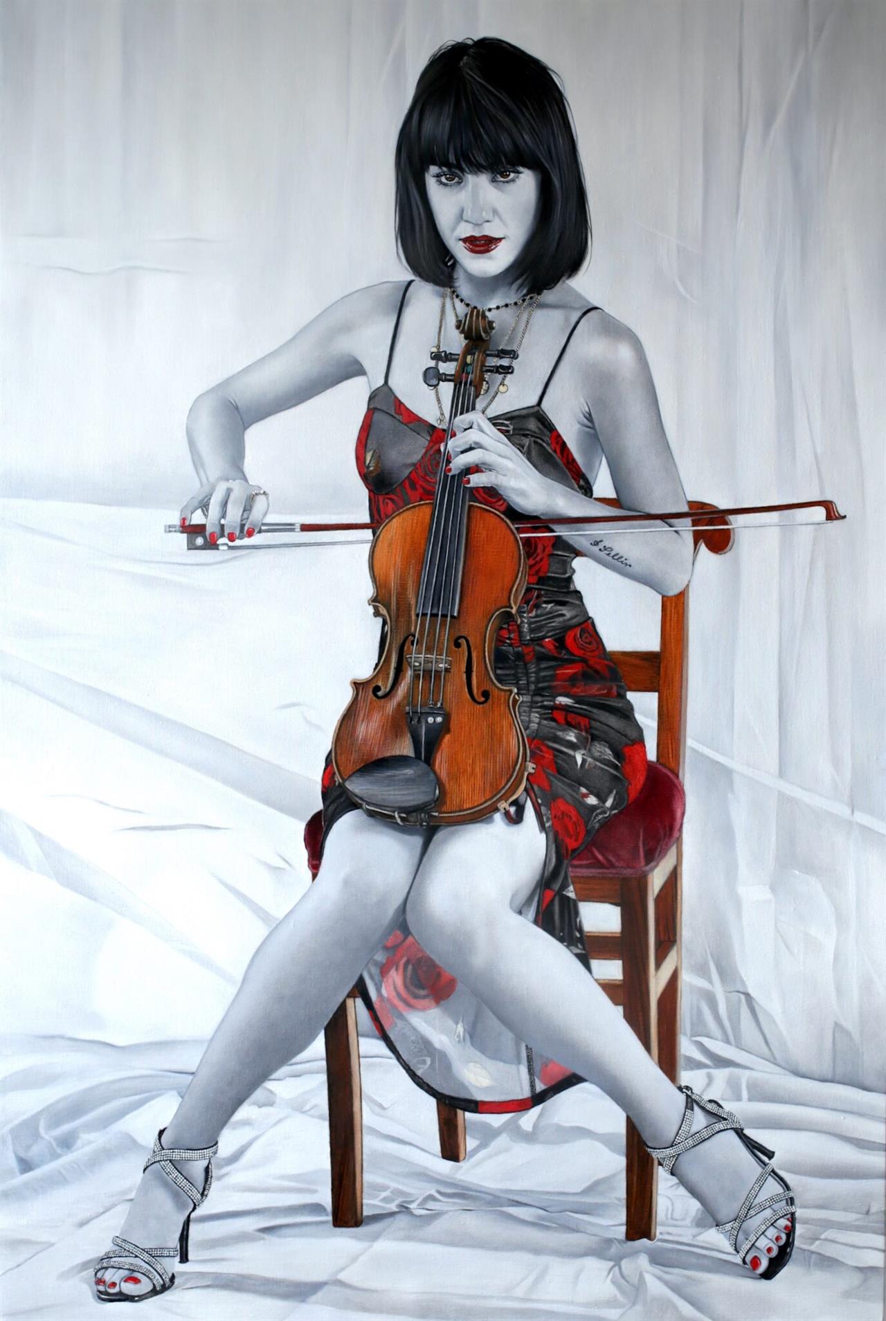 The great violonist, 2023, olio su lino