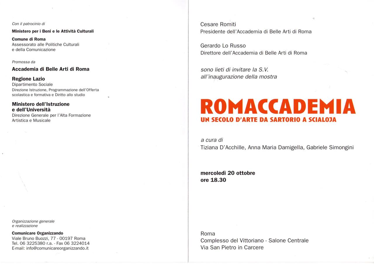 ROMACCADEMIA Un secolo d'arte da Sartorio a Scialoja
